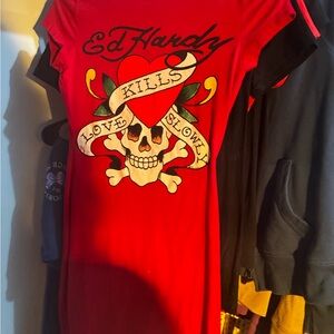 Ed Hardy Red Tattoo-Style Skull Dress